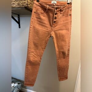 Pistola Arianna High Rise Button Front Skinny Jean in Burnt Orange
